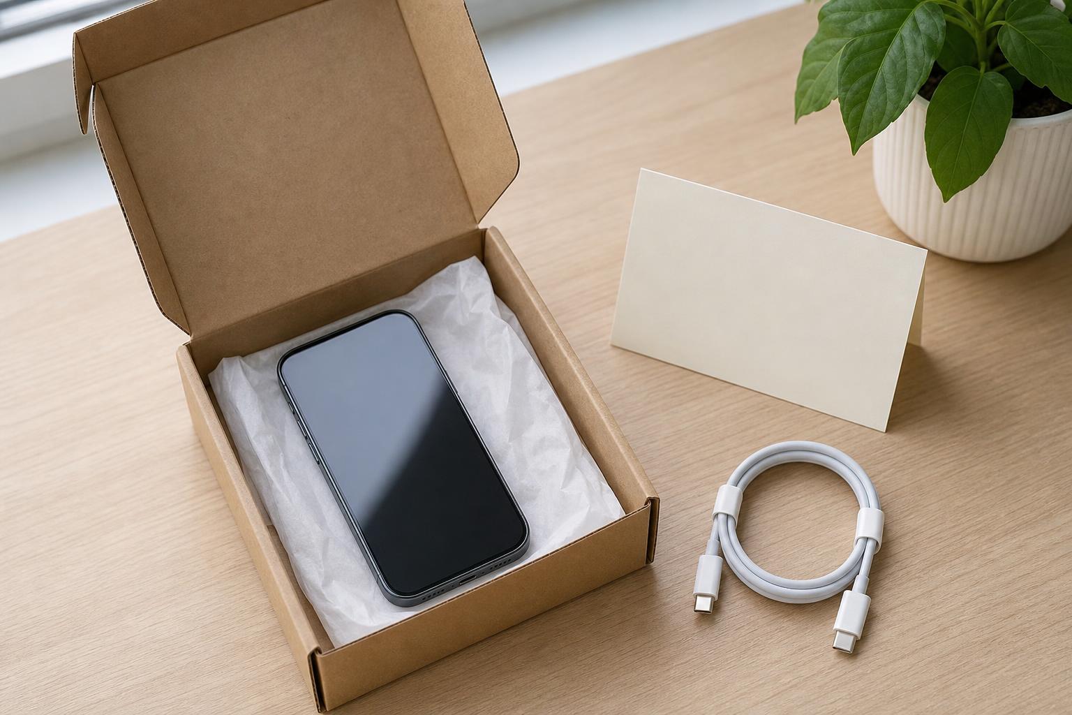Refurbished Smartphone von FixMyTech – sorgfältig verpackt und versandbereit